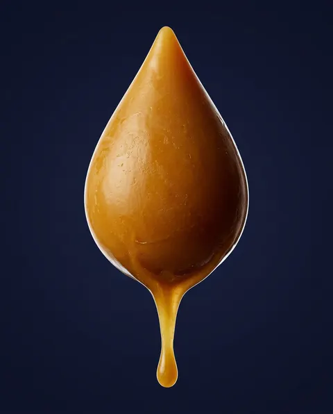 Goutte de cire ambrée qui coule.