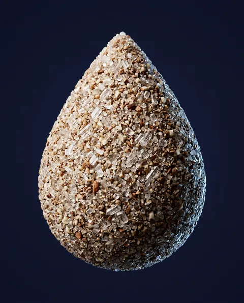 Goutte de grains de gommage.