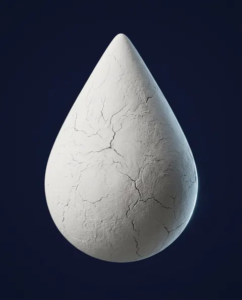Goutte d'argile blanche craquelée.