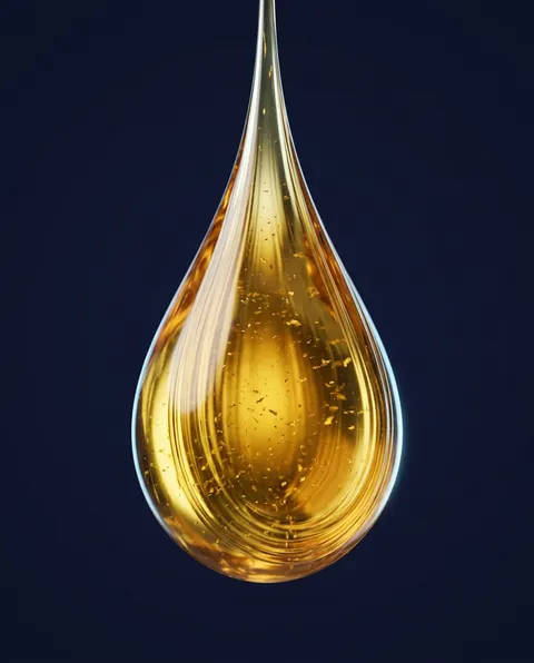 Goutte d'huile de massage dorée.