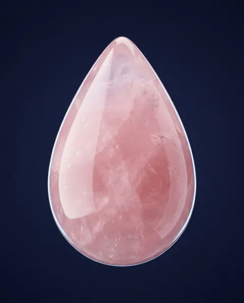 Goutte de quartz rose poli.